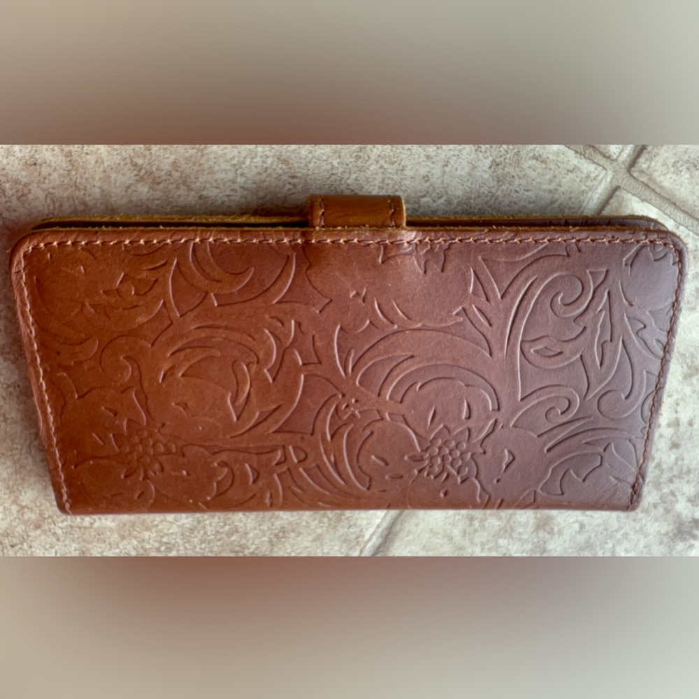 Portland Leather Goods Embossed Brown Wallet - Picture 5 of 14